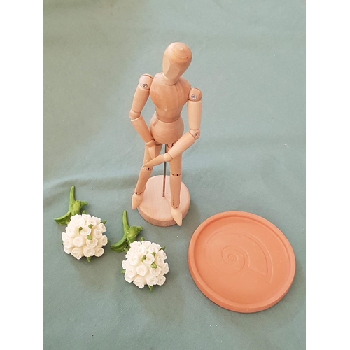 363 - Assorted Collection of Ornaments, Trays, Wooden Human Body Drawing Mannequin and Others (12pcs)