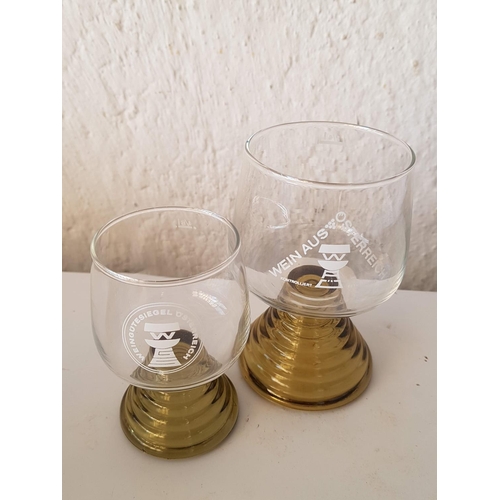 369 - 4 x Rare Vintage Green Stem German Wine and 3 x Liqueur Glasses by Weingutesiegel Ostereeich (7pcs)