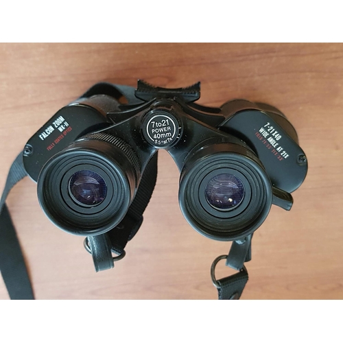 439 - Quick Focus Pair of Binoculars (Flacon Zoom MK-11, 7-21 x 40 Wide Angle A+ 21x) with Leather Case