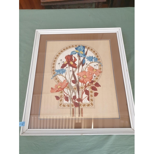 448 - Vintage Embroidery Floral Still Life Framed (66 x 57cm)