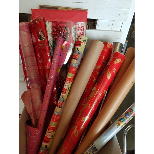 481 - Large Collection of Gift Wrapping Assortment (Coloured Paper, Bows, Gift Tags etc), (2 x Boxes)