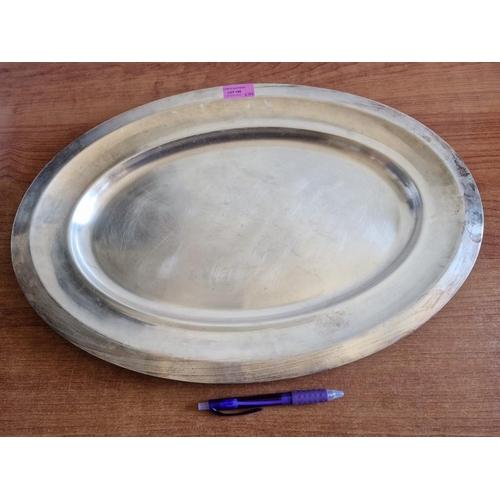 136 - Large Heavy French CHRISTOFLE Silver Plated Oval Shape Serving Tray, (Approx. 50 x 35cm Overall, Wei... 