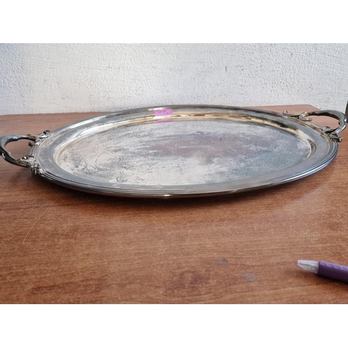 137 - Large Heavy French 'ERCUIS' Silver Plated Twin Handle Serving Tray, (Approx. 57 x 39cm Overall, Weig... 