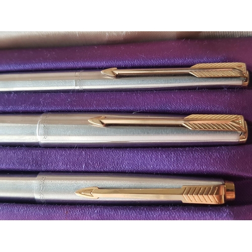 123 - Vintage Parker Arrow - Writing Set in Original Box; Pen, Pencil, Ball Point Pen (Made in England)