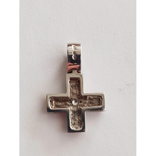 128 - White Gold (750/18ct) Cross Pendant Total Weight 2gr (Approx. 1.5 x 1.5cm)