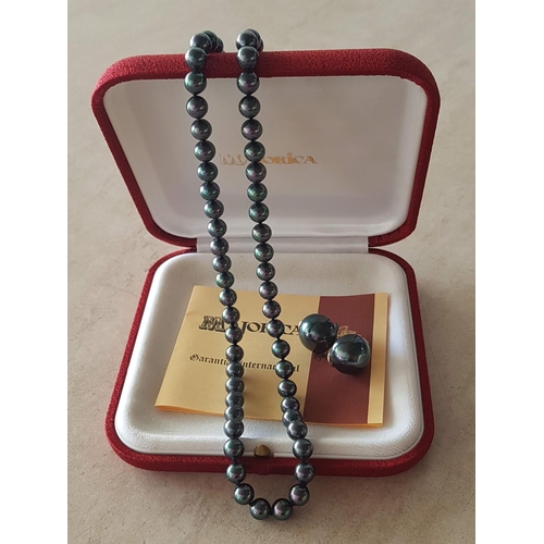 129 - Majorica Pearls Set; Necklaces String with .925 Silver Clasp (L:54cm) Together with Pair of Stylish ... 