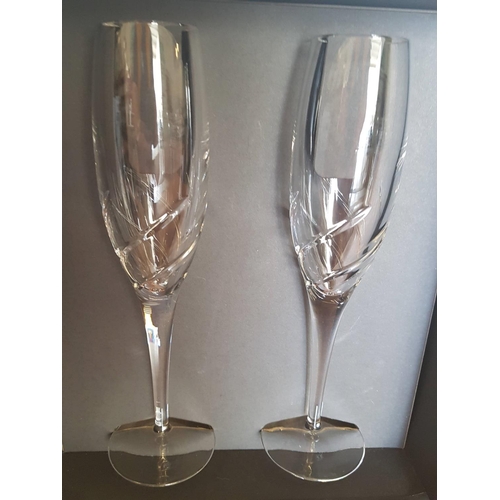 385 - Pair of Champagne Flutes (24% Lead Crystal) Charlotte Fine Cut Debenhams Lead Crystal in Original Bo... 