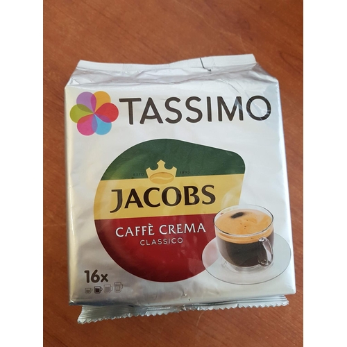 444 - Bosch Tassimo Coffee Maker (Un-Tested) Extra Tassimo Jacobs Caffee Creama Capsules (29.04.2024 Expir... 