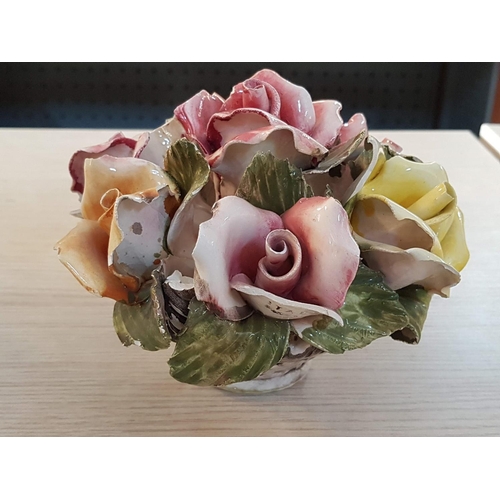 470 - Vintage Capodimonte Large Rose Center Piece Footed Bowl (H:23cm) Together with One Other Similar (H:... 