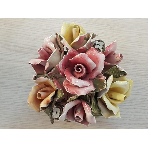 470 - Vintage Capodimonte Large Rose Center Piece Footed Bowl (H:23cm) Together with One Other Similar (H:... 