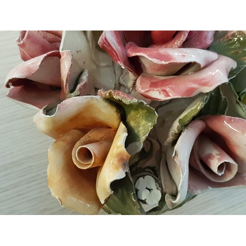 470 - Vintage Capodimonte Large Rose Center Piece Footed Bowl (H:23cm) Together with One Other Similar (H:... 