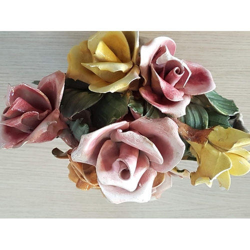 470 - Vintage Capodimonte Large Rose Center Piece Footed Bowl (H:23cm) Together with One Other Similar (H:... 