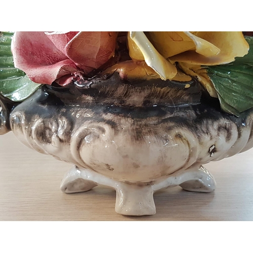 470 - Vintage Capodimonte Large Rose Center Piece Footed Bowl (H:23cm) Together with One Other Similar (H:... 