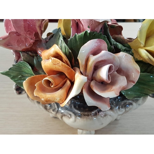 470 - Vintage Capodimonte Large Rose Center Piece Footed Bowl (H:23cm) Together with One Other Similar (H:... 