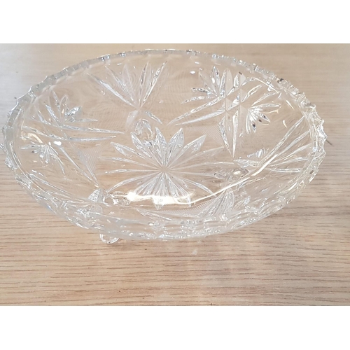 475 - Retro Cut Glass Tableware; Square 4 - Section Snack Dish in Metal Holder (22.5 x 22.5cm) Pedestal Sw... 