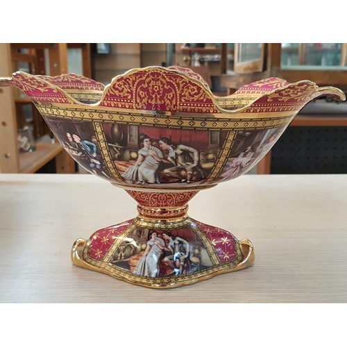 476 - Stunning Bavaria Fine Porcelain 24ct T.G.P. Coated Fruit Bowl / Footed Vase (30 x 21 x 17cm)