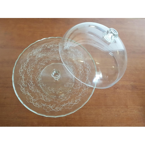 497 - Glass Pedestal Cake Stand with Glass Dome (Ikea - Arv Brollop - Desing Sissa Sundling), (Boxed - Un-... 