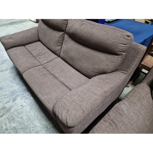 139 - Brown Fabric 3-Seater and 2-Seater Sofas