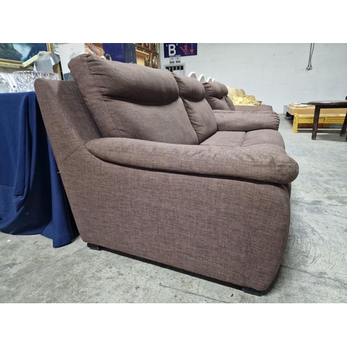 139 - Brown Fabric 3-Seater and 2-Seater Sofas