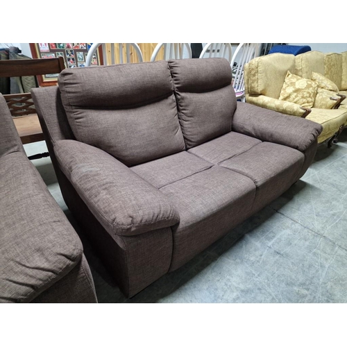 139 - Brown Fabric 3-Seater and 2-Seater Sofas