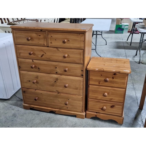 141 - Solid Pine Wood 6-Drawer Chest of Drawers (Approx. 83 x 41 x 104cm), Together with Matching 3-Drawer... 