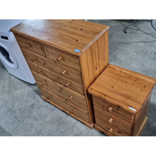 141 - Solid Pine Wood 6-Drawer Chest of Drawers (Approx. 83 x 41 x 104cm), Together with Matching 3-Drawer... 