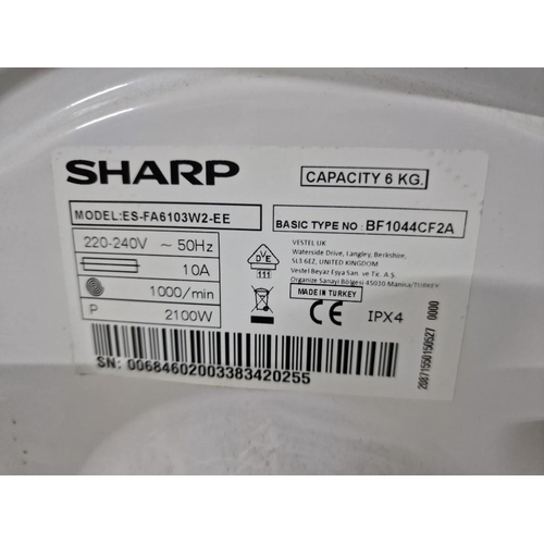 148 - Sharp 6kg Washing Machine, White Colour, (Model: ES-FA6103W2)