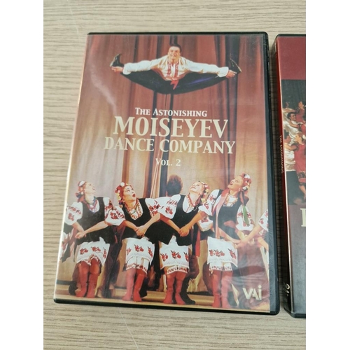 154 - 2 x Moiseyev Dance Company DVD's (Vol 1 and 2) and Bolshoi Spartacus VHS, (3)