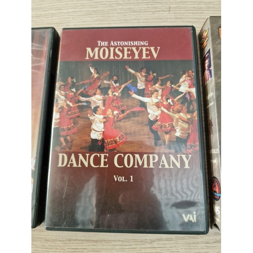 154 - 2 x Moiseyev Dance Company DVD's (Vol 1 and 2) and Bolshoi Spartacus VHS, (3)