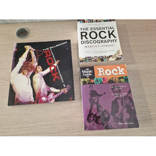 158 - 3 x Collectable Books; The Essential Rock Discography (1,250 Pages), All Music Guide to Rock (1,400 ... 