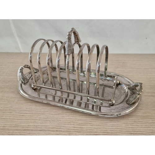 177 - Vintage Silver Plated Toast Rack with Matching Twin Handled Oval Shape Tray, (2)