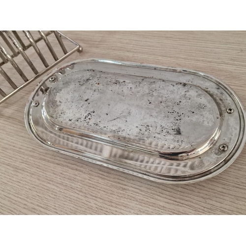 177 - Vintage Silver Plated Toast Rack with Matching Twin Handled Oval Shape Tray, (2)