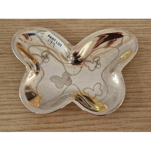 179 - 2 x Decorative Photo Frames, One with Silver, Together with 'Serkos' White Metal Butterfly Dish, (3)