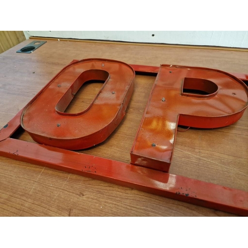 196 - Red Metal 3D 'OPEN' Sign with Lights (Untested), Approx. 95 x 36cm)