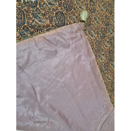 216 - Oriental Style Fabric Table Cloth with Hand Stich Decoration and Silk Backing, (Approx. 86 x 80cm)