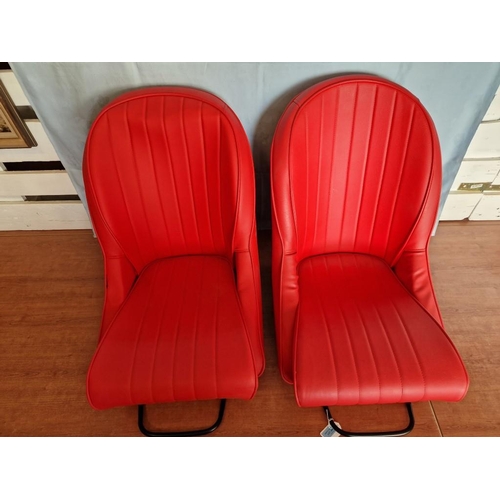 264 - Pair of Red Faux Leather Bucket Seats for Classic Car, Unused.