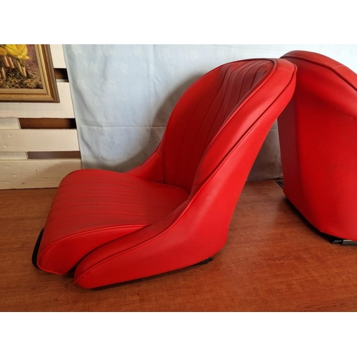 264 - Pair of Red Faux Leather Bucket Seats for Classic Car, Unused.