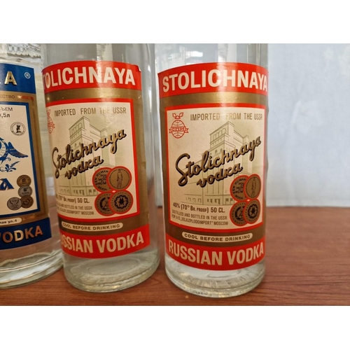 292 - 5 x Bottles of Russian Vodka; Stolichnaya, Moskovskaya, Gzhelka and One Other, (5)