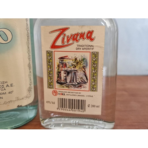 293 - Bottle of Greek Ouzo and 2 x Bottles of Zivana, (45%, 200ml), (3)