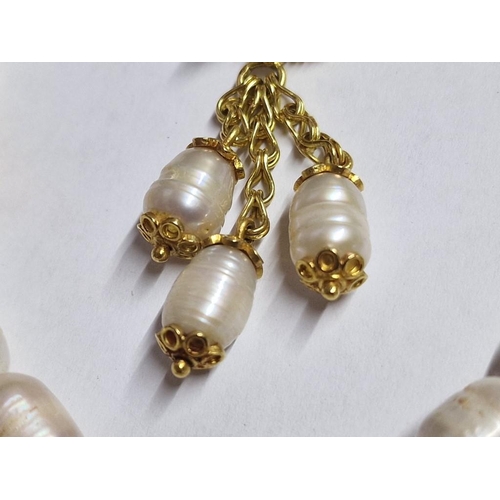 145 - Beautiful Set of 18ct Yellow Gold and Baroque Pearls, Matching Necklace, Bracelet and Earrings, (App... 