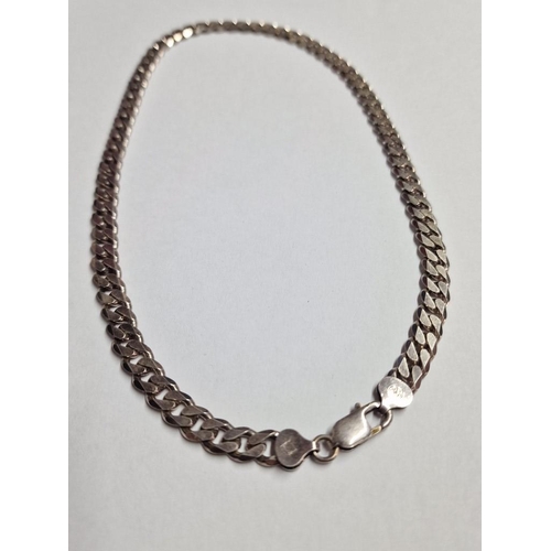 147 - Sterling Silver (.925) Heavy Flat Link Chain Necklace, Made in Italy, (Approx. L: 44cm, 37.9g)