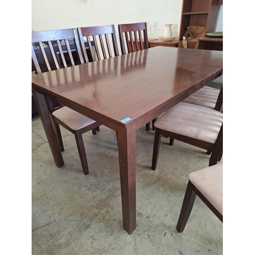 386 - Dark Brown Dinning Table (90 x 150 x 75cm) Together with 6 x Matching Dark Brown Dinning Chairs with... 