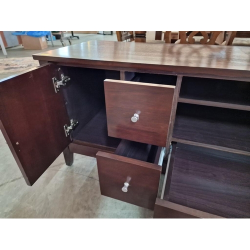 701 - Dark Wood Colour Sideboard / TV Unit with 2 x Cupboards, 5 x Drawers and Open Shelves, (Approx. 180 ... 