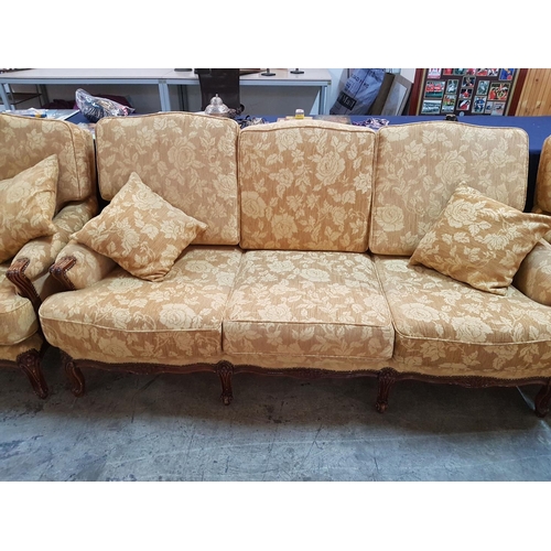 582 - Retro Style 3 - Seater Sofa and 2 x Marching Armchair (A/F)