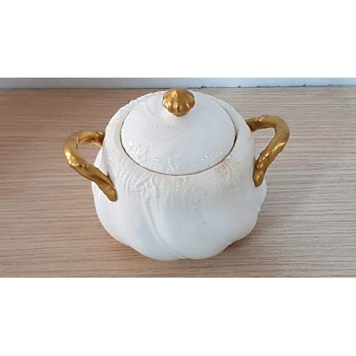 774 - Antique Coalport C.1891 - 1920, White and Gold Decorated Tea Set; Tea Pot (Repair) Jug, Milk Jug and... 