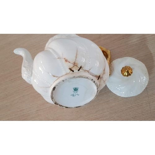 774 - Antique Coalport C.1891 - 1920, White and Gold Decorated Tea Set; Tea Pot (Repair) Jug, Milk Jug and... 