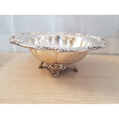 759 - Vintage Style Silver Plated Ornate Round Pedestal Bowl (Ø29.5 x H:11cm)