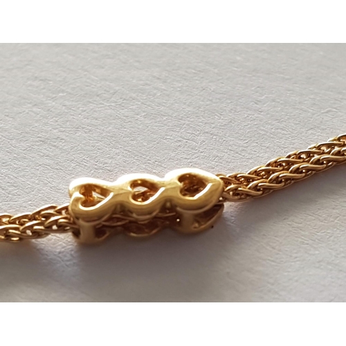 536 - 18ct Gold (Hallmark as .750) Bracelet with Decor Beads in Heart Shape (L:17cm, Total Weight 5gr)