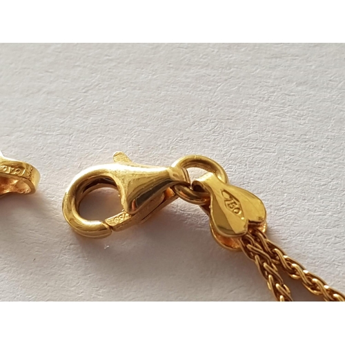 536 - 18ct Gold (Hallmark as .750) Bracelet with Decor Beads in Heart Shape (L:17cm, Total Weight 5gr)