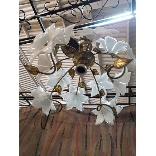 743 - 1 x Small Murano Ceiling Light with Murano Glass Flowers / Design